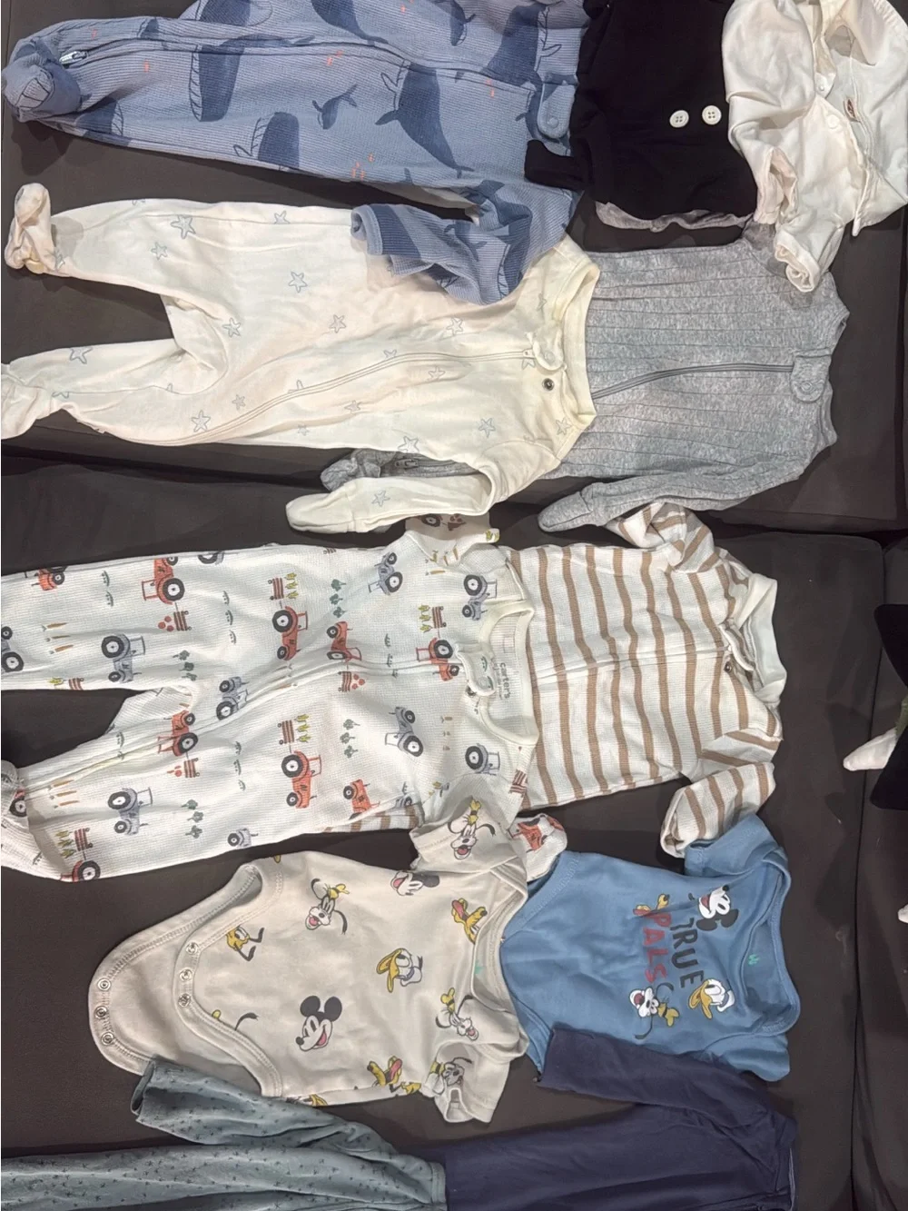 Old Navy Cream, Green & Light Blue Dino and Rocket Print Baby Footies Trio